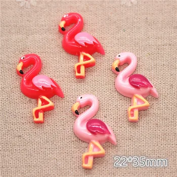 10pcs Srčkan Smolo Živali Flamingo Miniaturni Ravno nazaj Chrysoprase Umetnosti Oskrbe DIY Čar Obrti Dekoracijo,22*35mm