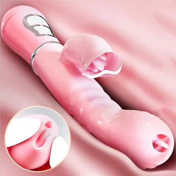12 Hitrost Dvojno Jezika Cunnilingus Vibrator Za G Spot Klitoris Analni Stimulator Vagina Teleskopsko Obračanje Dildo Ženske Adult Sex Igrača