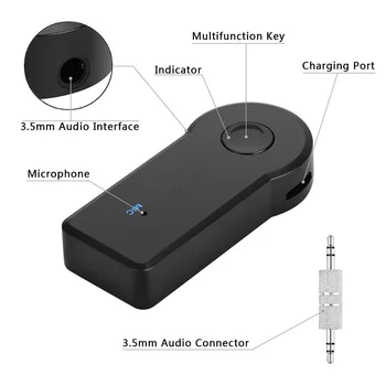 2 v 1 Brezžična tehnologija Bluetooth 5.0 Sprejemnik Oddajnik Adapter 3,5 mm Jack Za Avto Glasbe, Audio Aux A2dp Slušalke, Prostoročno Sprejemnikom