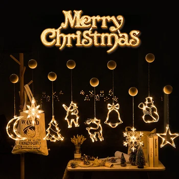 2022 Božični Okraski, Santa Claus Elk LED Luči Sesalni Okno Obesek Lučka Noel Natalne Novo Leto 2023 Doma Dekoracijo