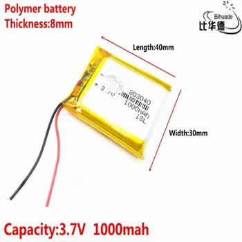 3,7 V 1000mAh 803040 Litij-Polymer Li-Po baterija li ionska Baterija za Polnjenje celic Za Mp3, MP4 MP5 GPS mobilni bluetooth