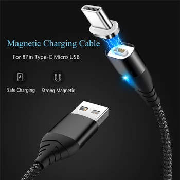 3A Magnetni Kabel Hitro Polnjenje USB Kabel Za iphone XS Samsung S9 Podatkov Polnjenje Moči Bank Wire Mobilni Telefon Kabel Micro USB Kabel