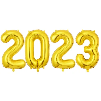 4pcs 16 32 palcev 2023 Število Balonov Srečno Novo Leto 2023 Novo Leto Okraski Zlato, srebro Mestno Balon