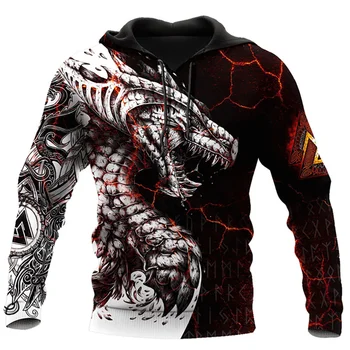 Black & white dragon tattoo 3d tiskanih pulover moška unisex ulične puloverju priložnostne svoboden suknjič puloverji 4xl