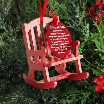 Božič V Nebesih Memorial Ornament Mini Leseni Gugalnik Stol Z Smiselne Oznake Prijavite Se Doma Dekor Namizje Adornos Navideños