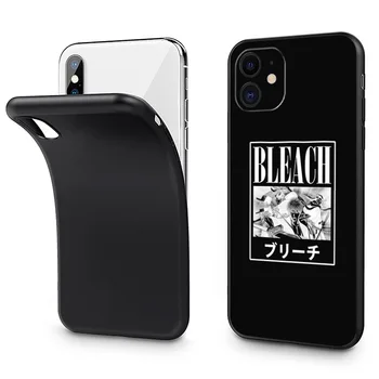 Fotoaparat Varstvo Silikonski Primeru Telefon za iphone 14 13 11 12 Pro XS Max Mini XR SE 8 7 14 Plus X Anime BLEACH Mehko Črni Pokrov