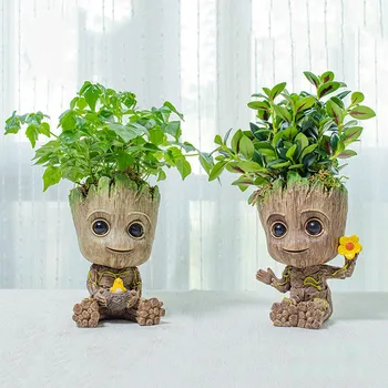 Groot Planter Pot Baby Vaza Doma Dekor figuric-Igrač Pero Pot PVC Junak Model Obrti Figur Lonci za Rože Planter