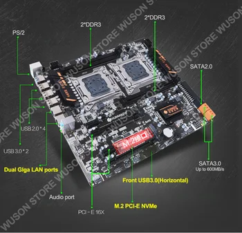 HUANANZHI X79 Dual PROCESOR, matična plošča Kombinirana PC Komponente DIY M. 2 SSD v Režo 2 CPU Intel Xeon E5 2697V2 2.7 GHz, 64 G Pomnilnik 4*16 G RECC