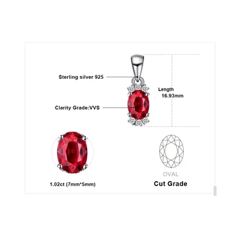 JewelryPalace Ovalne Rdeče Naravni Granat 925 Sterling Srebrni Obesek za Ženske Modni Gemstone Nakit Ogrlica Brez Verige