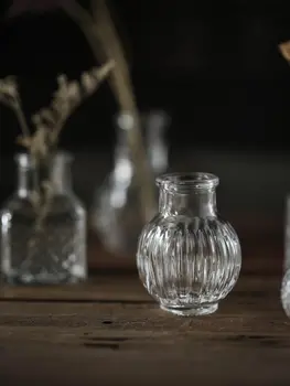 Mini Steklena Vaza Retro Pregleden Namizno Dekoracijo Okrasni Cvetlični Aranžma Vaza Še Vedno Življenje Fotografija Rekviziti
