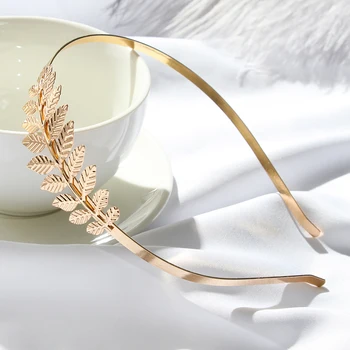 Nevesta pribor za lase lase band korejska različica gold leaf listov venec dekle retro biserna poroka headdress las trak za lase krono