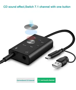 NOVE Zunanje Zvočne Kartice USB 2.0 Tip-C do 3,5 mm Jack za Slušalke Mikrofon Zvočna kartica za Mac, Linux Androi USB Zvočno Kartico