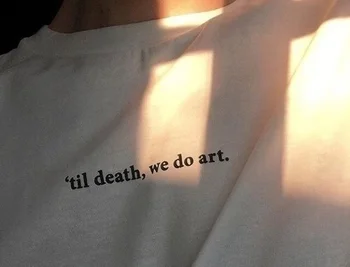 Unisex Grunge Bela Graphic Tee Ulica Slog Obrabe Kul Punca Ženske Fashion Majica Til Death Mi Umetnosti Tumblr Ponudbe T-Shirt