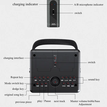 W400 Zunanji Prenosni Brezžični Bluetooth Zvočniki Skrite Dvojni Mikrofon Doma Karaoke Zvok Prekomerno telesno težo Subwoofer Podpira TF Kartice