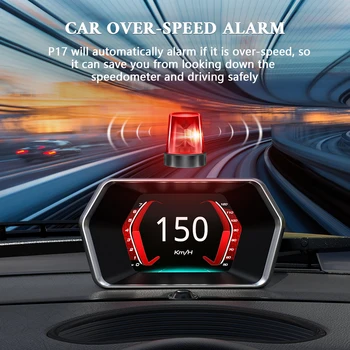 WYOBD P17 OBD2 HUD Zaslon Smart Auto merilnik Hitrosti, Varnostni Alarm OBD2+GPS Vodo, Olje Napetost vrt. / MIN Avto Head Up Display Za Vse Avto