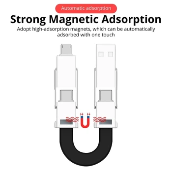 1PC 4 v 1 Magnetni Keychain USB Kabel Micro USB Charge Žice USB Tip-C Prenosni Kratek Moči Banke Podatkovni Kabel Za iPhone Android Slike 2