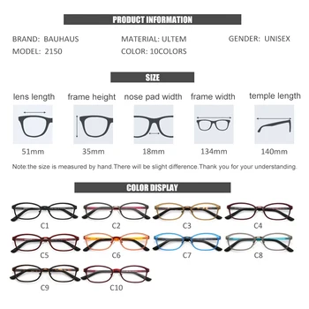 2150 Brezplačna dostava moda ultem obravnavi očala za kratkovidnost okvir optičnega okvir Slike 2