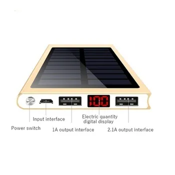 30000mAh solarnimi Moči Banke dvosmerni Hitro Polnjenje Mobilnega Telefona Polnilnik na Prostem, Potovanja Zunanje Baterije za IPhone Xiaomi Slike 2