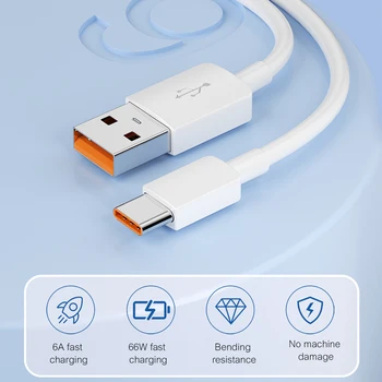 6A Tip C Kabel Hitro Polnjenje USB Kabli telefonskega Polnilnika priključite Žice Kabel za Tip-C Xiaomi Huawei Sinhronizacija Podatkov Linijo Dolgo 1M 2M 10M Slike 2