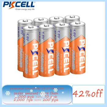 8pcs/veliko PKCELL AA Baterije za polnjenje Ni-Zn 1,6 V 2500mWh Nikelj-Cink AA Baterija za ponovno Polnjenje Baterij Baterias Za Svetilko toy kamera Slike 2