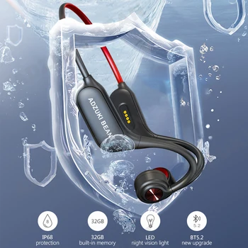 Adzuki fižol P8 Noč zapored Kostne Prevodnosti Slušalke TWS Brezžični Plavanje Slušalke Bluetooth 5.2 IPX8 Nepremočljiva 32 G Slušalke Slike 2