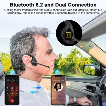 Bluetooth 5.2 Odprte Ear Slušalke Brezžične Prevajanje po Zraku Stereo Slušalke w Noise Cancel Boom Mic Večtočkovne Povezave Handsfreer Slike 2