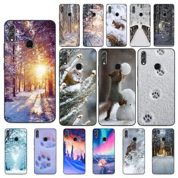 FHNBLJ Krajine Zimske Svetlobe Sneg Primeru Telefon Za Huawei Honor 8X 8A 9 10 20 Lite 30Pro 7C 7A 10i 20i Slike 2