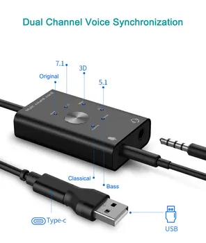 NOVE Zunanje Zvočne Kartice USB 2.0 Tip-C do 3,5 mm Jack za Slušalke Mikrofon Zvočna kartica za Mac, Linux Androi USB Zvočno Kartico Slike 2