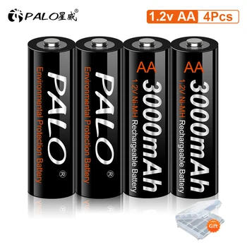PALO 4pcs AA 3000Mah 1,2 V NI-MH AA Baterija za ponovno Polnjenje 2A Bateria Baterias za igrače fotoaparat Daljinski upravljalnik Slike 2