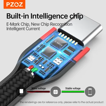 PZOZ PD 5A USB Tip C do 100W USB C Kabel Hitro Polnjenje Hitro Polnjenje Za MacBook, iPad, Samsung Xiaomi 60 W USBC Polnilnik, Kabel Slike 2