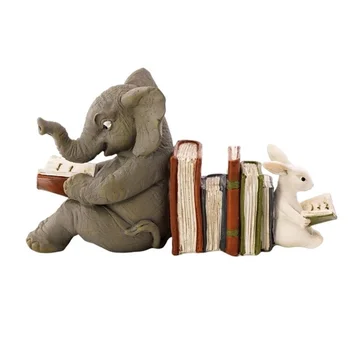 Slon in Zajec, Branje za Učenje Kip Bookend Kip Dekoracijo Smolo Živali Kip Dekoracijo Doma Dekor Slike 2