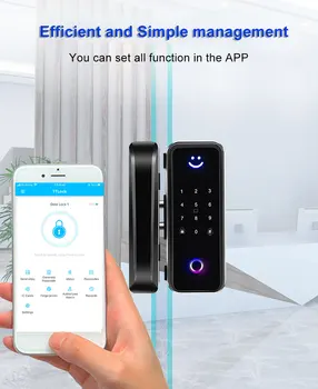 Smart Prstnih odtisov, Bluetooth, WIFI pod Nadzorom Detadbolt Digitalni Zaklepanje Vrat z TTLock App Stekla Zaklepanje Vrat, Bluetooth Slike 2