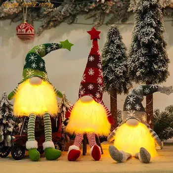 Vesel Božič LED Svetlobna Brezosebna Gozd starec Elf Lutka Ornament Navidad Novo Leto Božično Darilo Otroci Brezosebna Lutka Slike 2
