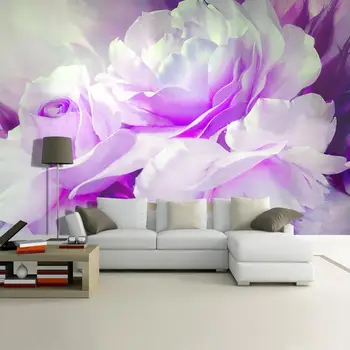 Vijolična Peony Rose Cvet Velika Zidana Nepremočljiva Platno Slikarstvo Ozadje Za dnevno Sobo, Spalnica Steno Dekor De Papel Parede 3D Slike 2
