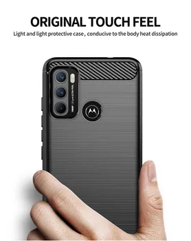 Za Motorola Moto G60 Primeru Luksuznih Ogljikovih Vlaken Kože Polno Mehko Silikonsko Pokrov Primeru Za Moto G40 Fusion G 60 MotoG60 Telefon Primerih Slike 2